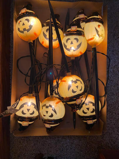 Ten Halloween Indoor/ Outdoor Jackolantern Stake Lamps