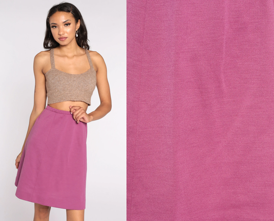 70S Skirt Wool Blend Purple Mod Knee Length Straight A Line High Waisted Retro Vintage 1970S Small Xs S
