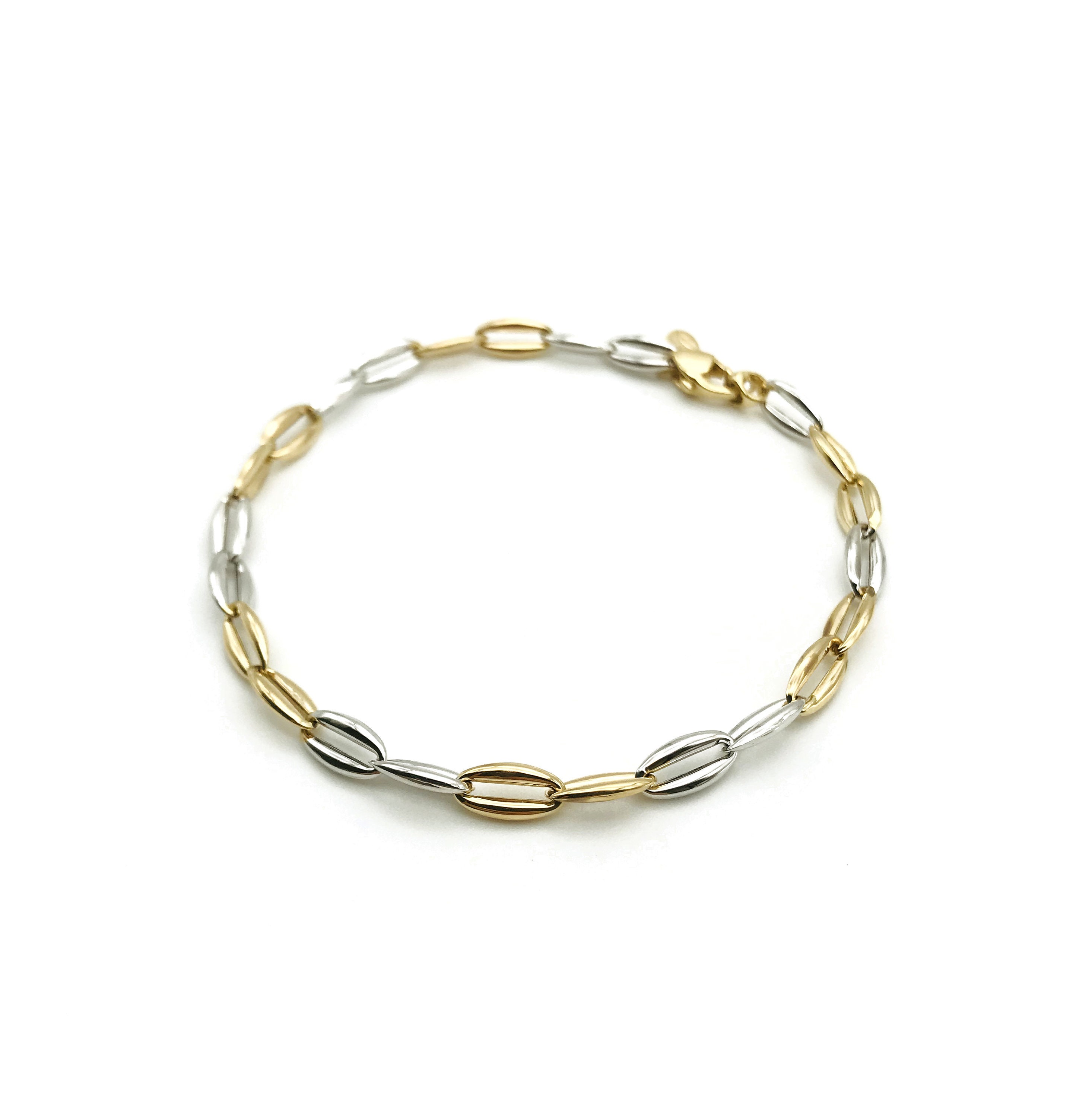 18K Gold Bracelet For Men & Women - Two-Tone Men's Women's Stunning Great Gift Him Her