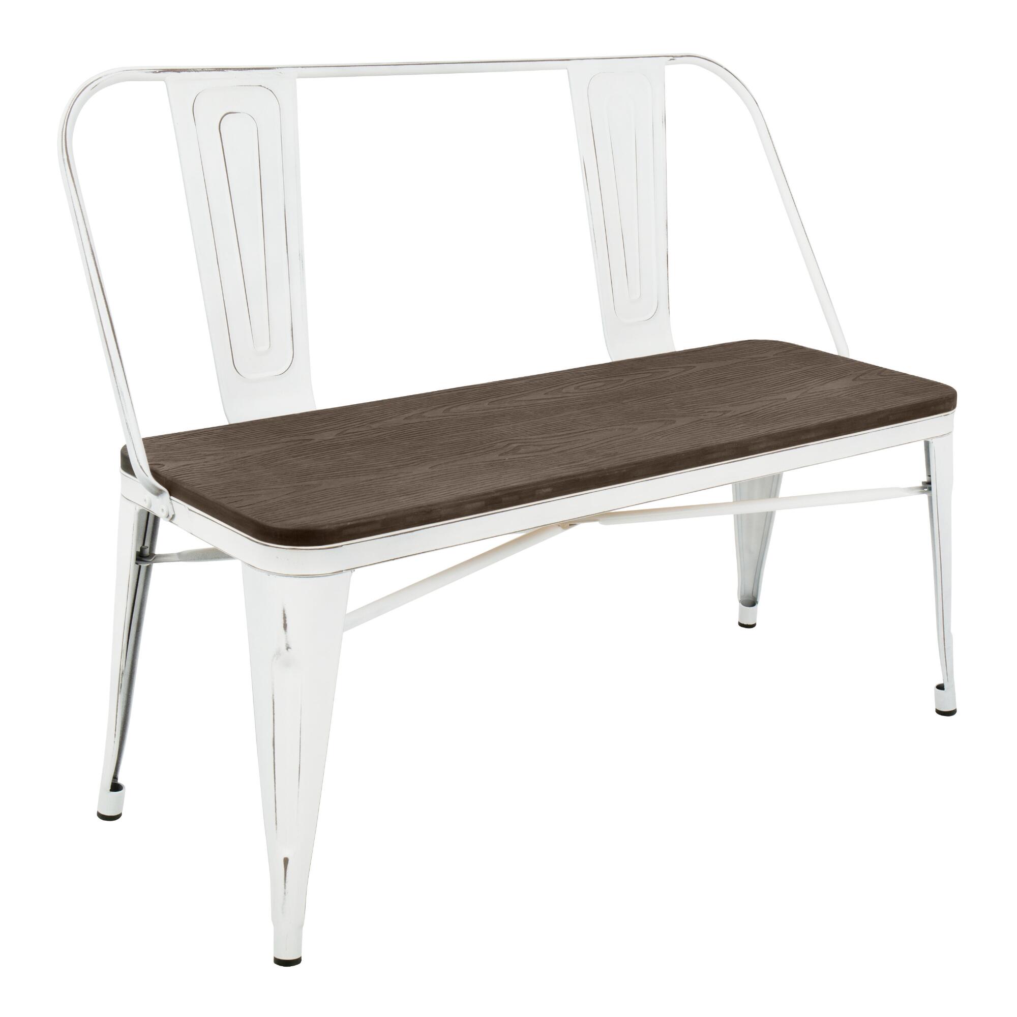 White Metal and Espresso Wood Ridgeby Dining Bench by World Market