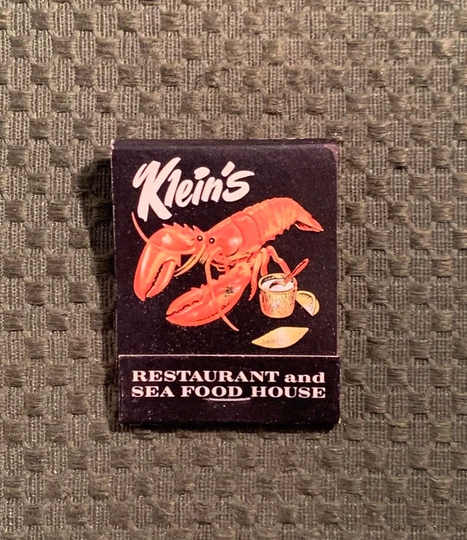 Vintage Matchbook, Kleins, Seafood, Restaurant, Pittsburgh, Pennsylvania, Pa, with 20 Match Sticks, Free Ship in Usa