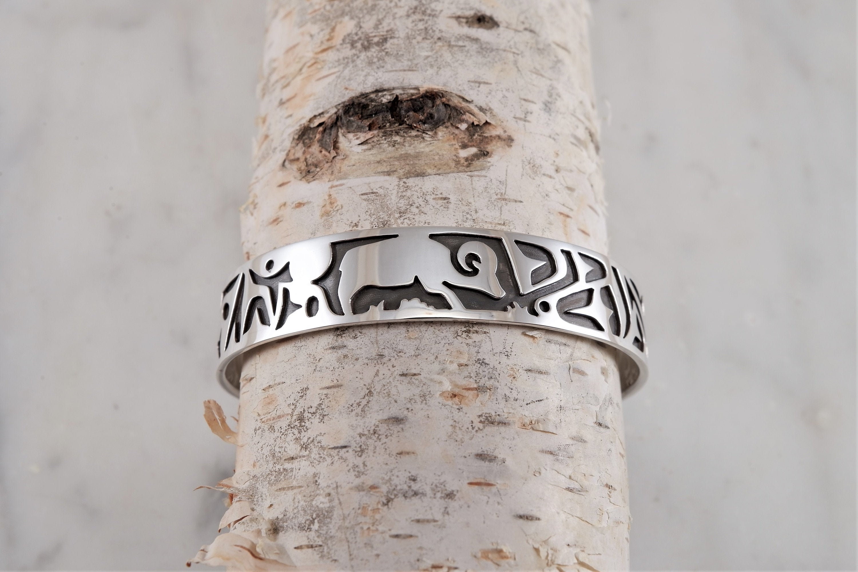 Bighorn Sheep Totem Sterling Silver Cuff Bracelet With Ram Design Handmade Thunder Sky Jewelry Philip Troyer