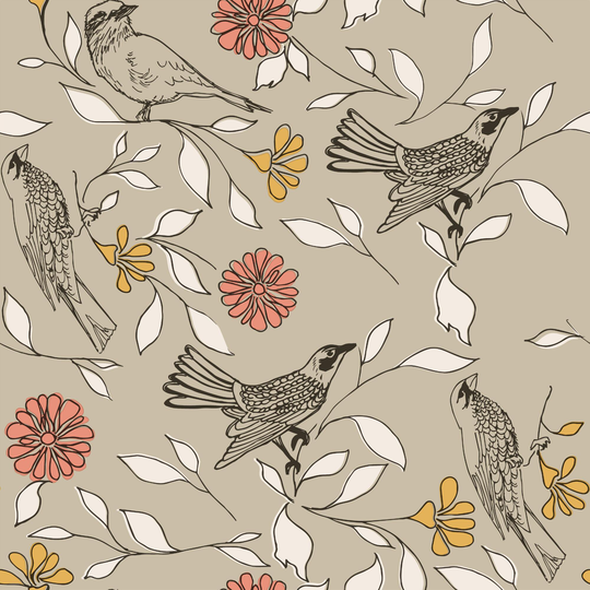 Songbird Floral Peel and Stick Wallpaper: Brown by World Market