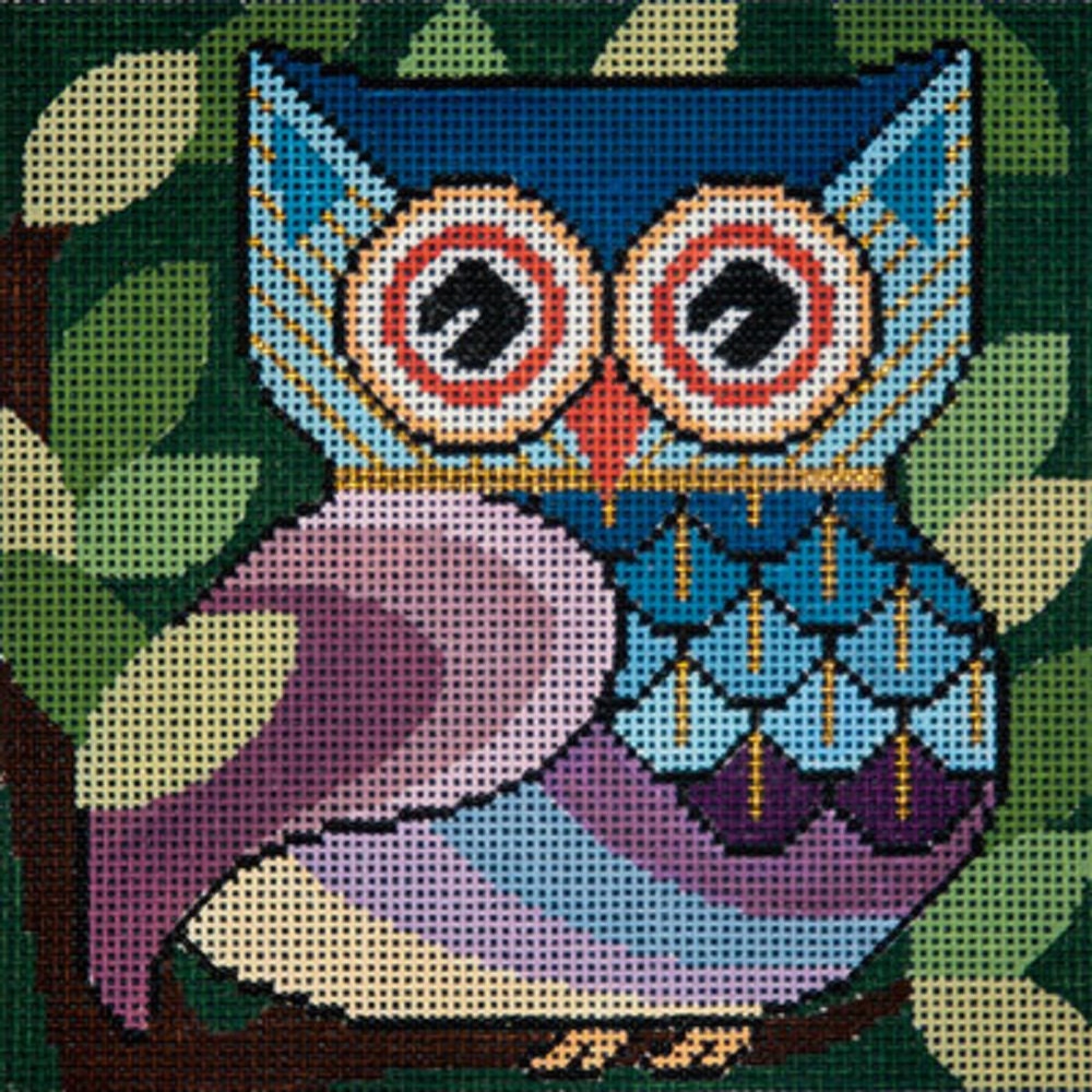 Needlepoint Handpainted Jp Owl Who Gives A Hoot? 5x5 -Free Us Shipping