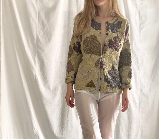 90S Handknit Silk Blend Cardigan - Small To Xl