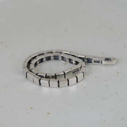 Fine Simple Square Shape S925 Sterling Silver Chain Bracelet