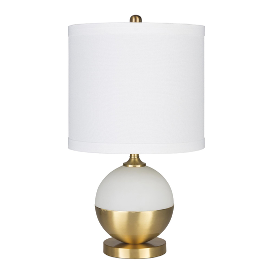 White Frosted Glass and Gold Metal Globe Askew Table Lamp: White/Gold by World Market