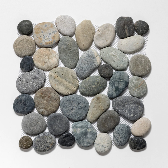 Tile Connection Classic Pebble Tile 11-Pack Grey Blend 12-in x 12-in Natural Stone Pebble Floor and Wall Tile | XP3PGO