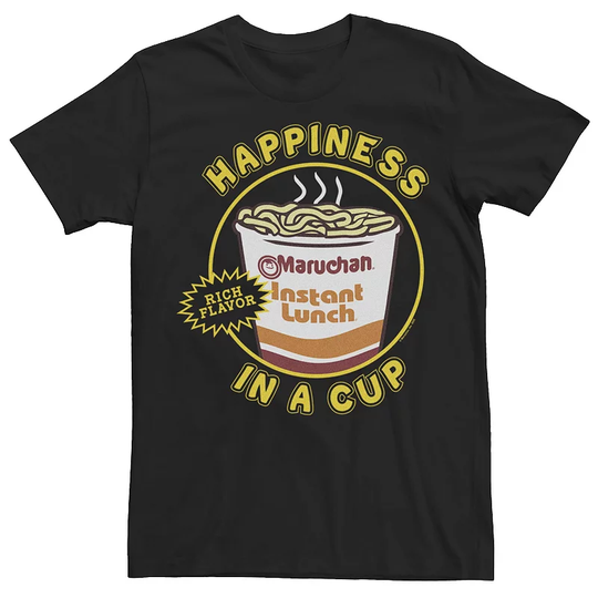 Men's Maruchan Happiness In A Cup Tee, Size: XXL, Black