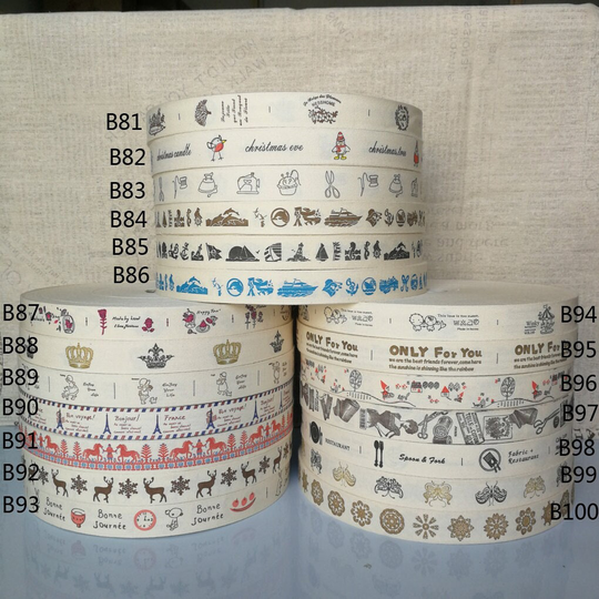 10 Yards Zakka Ribbon Printed Cotton Woven Blended Sewing Label Fabric Tape Tag Pf Zdza004