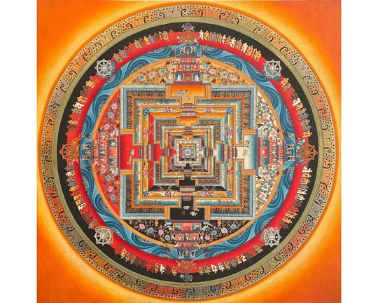 High Quality Kalchakra Mandala Thangka | Rare Genuine Hand Painted Tibetan Thangka Meditation Room Wall Decor Buddhist Art Home