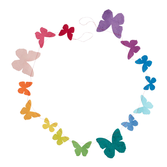Handcrafted Rainbow Paper Butterfly Garland: Multi by World Market