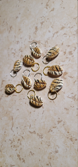 5Pcs Tiger Print Pattern Cowrie Shell Hair Rings, Dread Rings Loc Jewelry, Braid Jewelry, Dreadlock Boho Accessories