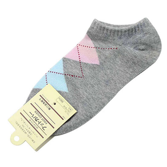 1 Pair Women Sports Casual Cute Heart Ankle High Low Cut Cotton Blended Socks - grey
