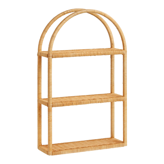 Wrapped Rattan Arched 3 Tier Wall Shelf: Natural - Natural Fiber - Medium by World Market