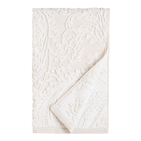 Ivory Linen Blend Paisley Alexandra Hand Towel: White - Cotton by World Market