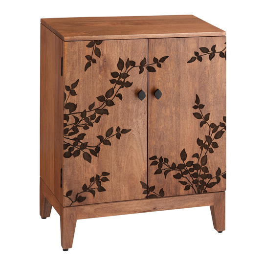 CRAFT Washed Wood and Espresso Etched Leaf Keya Cabinet by World Market