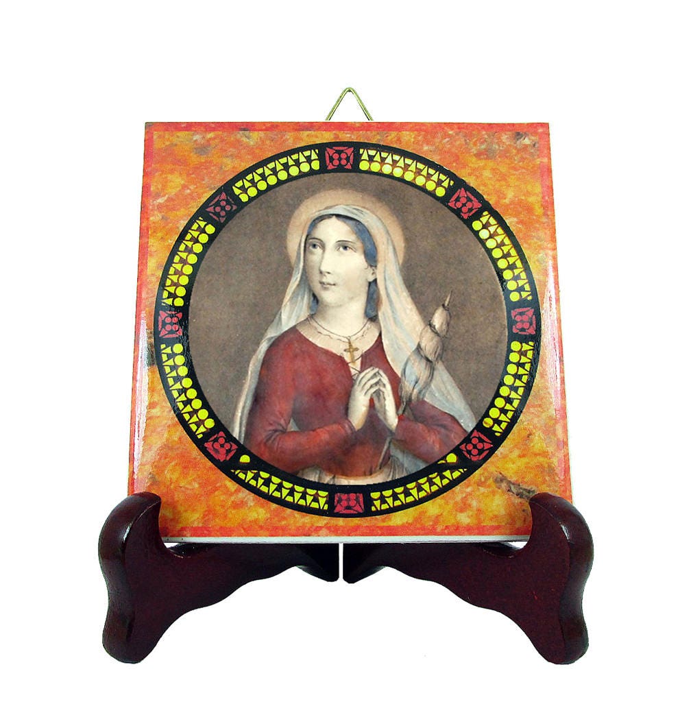 Catholic Saints - Saint Germaine Cousin Icon On Tile St Saint Patron Disabled People Saints Art