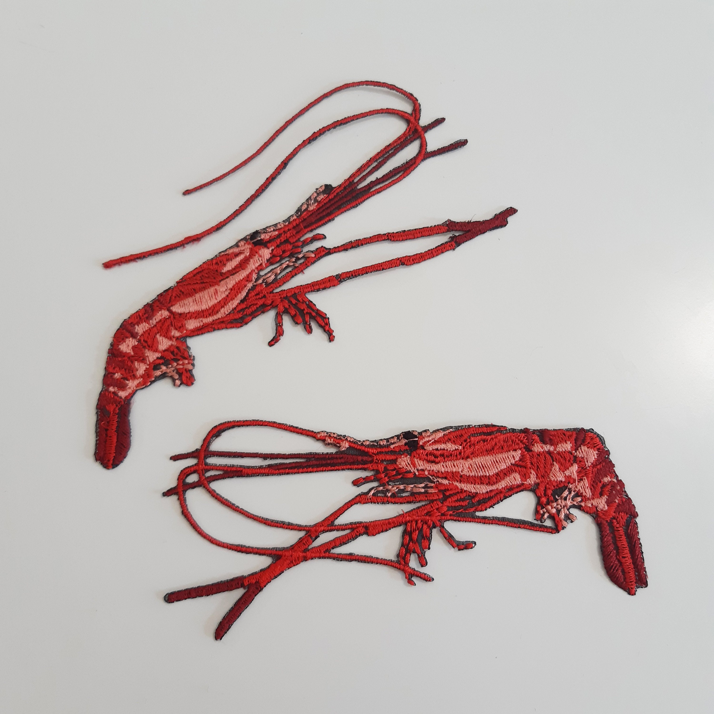 Moks486 Two Shrimp Patch, Food Patch Sew On, Sea Seafood