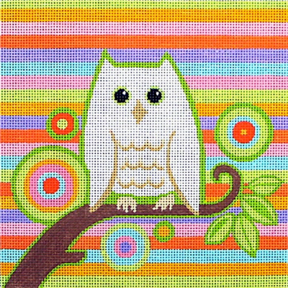 Needlepoint Handpainted Amanda Lawford Owl Siesta Dc Designs 8x8 -Free Us Shipping