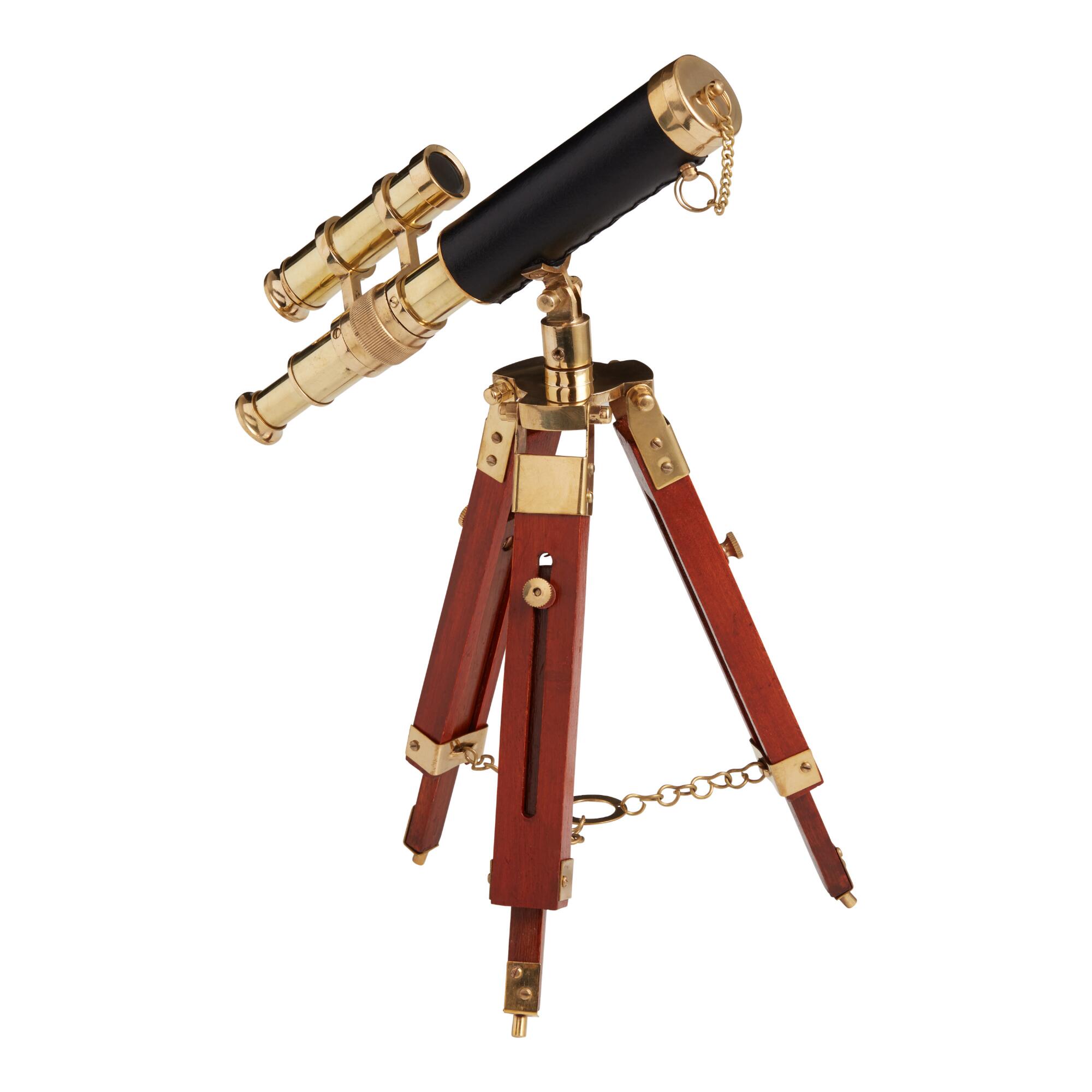 Wood and Brass Telescope Tabletop Decor: Brown/Gold by World Market