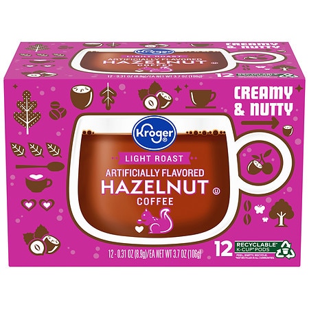 Kroger Light Roast Hazelnut Coffee K-Cup Pods - 0.31 oz x 12 pack