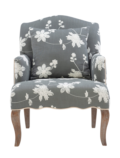 Linon Chair Casual Floral Blend Traditional Accent Chair in Gray | 368312GRY01U