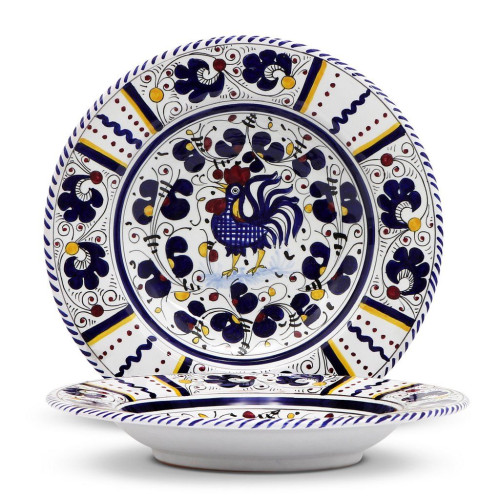 Deruta of Italy Orvieto Blue Rooster Rim Pasta Soup Plate 10 in Round