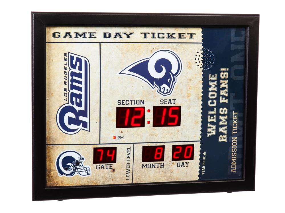Team Sports America Los Angeles Rams Digital Rectangle Wall Clock in Blue | 7CL3828B