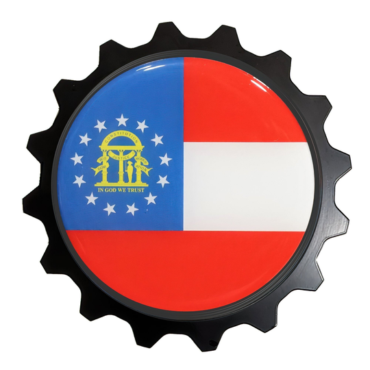 Aluminum Grille Trail Badge Fits Select Jeep Gladiator & 2007+ Wrangler With Inserts Size 3.75" Georgia State Flag Offroad Club