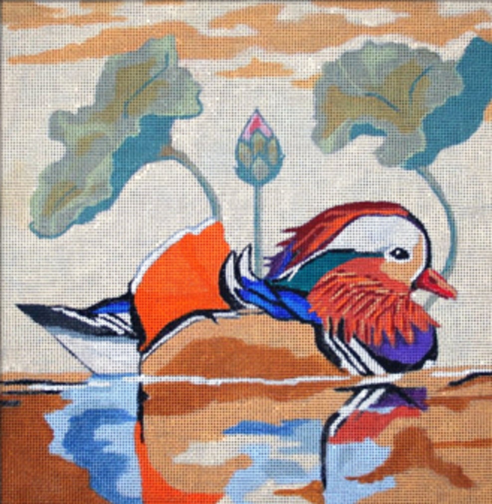 Needlepoint Handpainted Melissa Prince Mandarin Duck 10x10 -Free Us Shipping