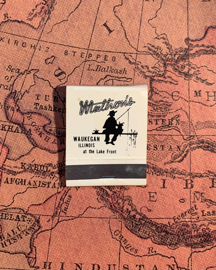 Vintage Matchbook, Mathons, Seafood, Restaurant, Waukegan, Illinois, Front Strike, with 20 Match Sticks, Free Ship in Usa