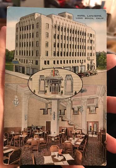 Lovely Linen Postcard Of Hotel Lafayette in Long Beach, California