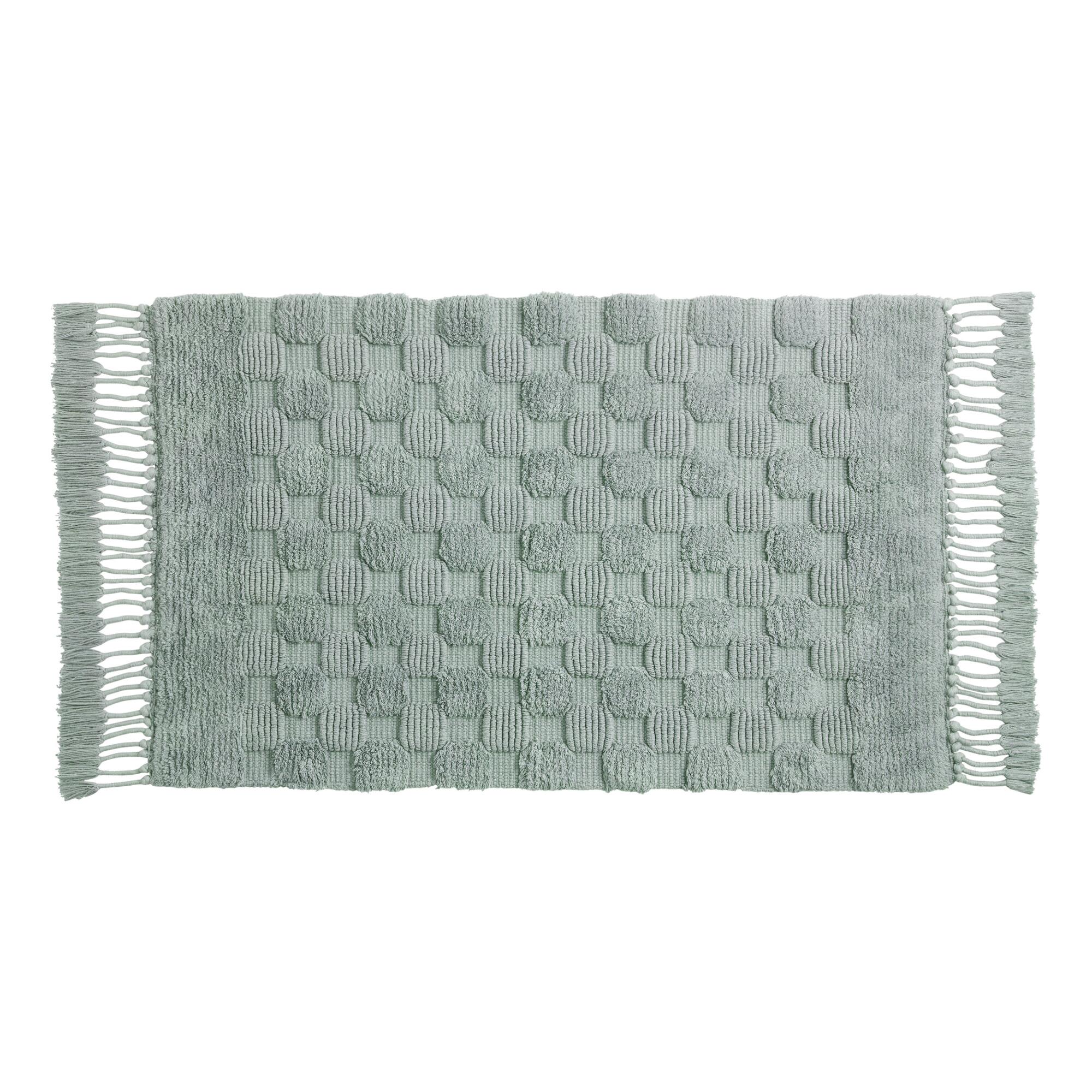 Chinois Green Woven Dot Tassel Bath Mat: Blue by World Market