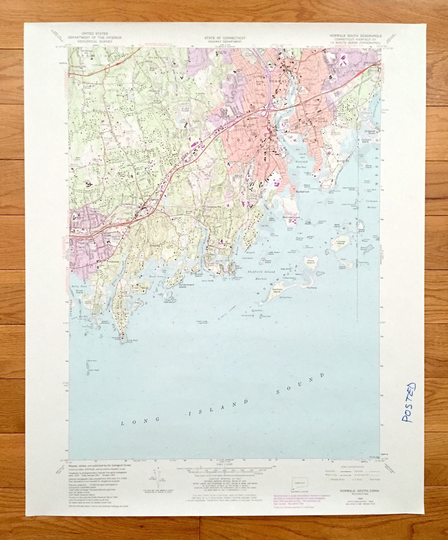 Antique Norwalk, Connecticut 1960 Us Geological Survey Topographic Map - Fairfield County, New Canaan, Darien, Westport, Noroton, Coast, Ct