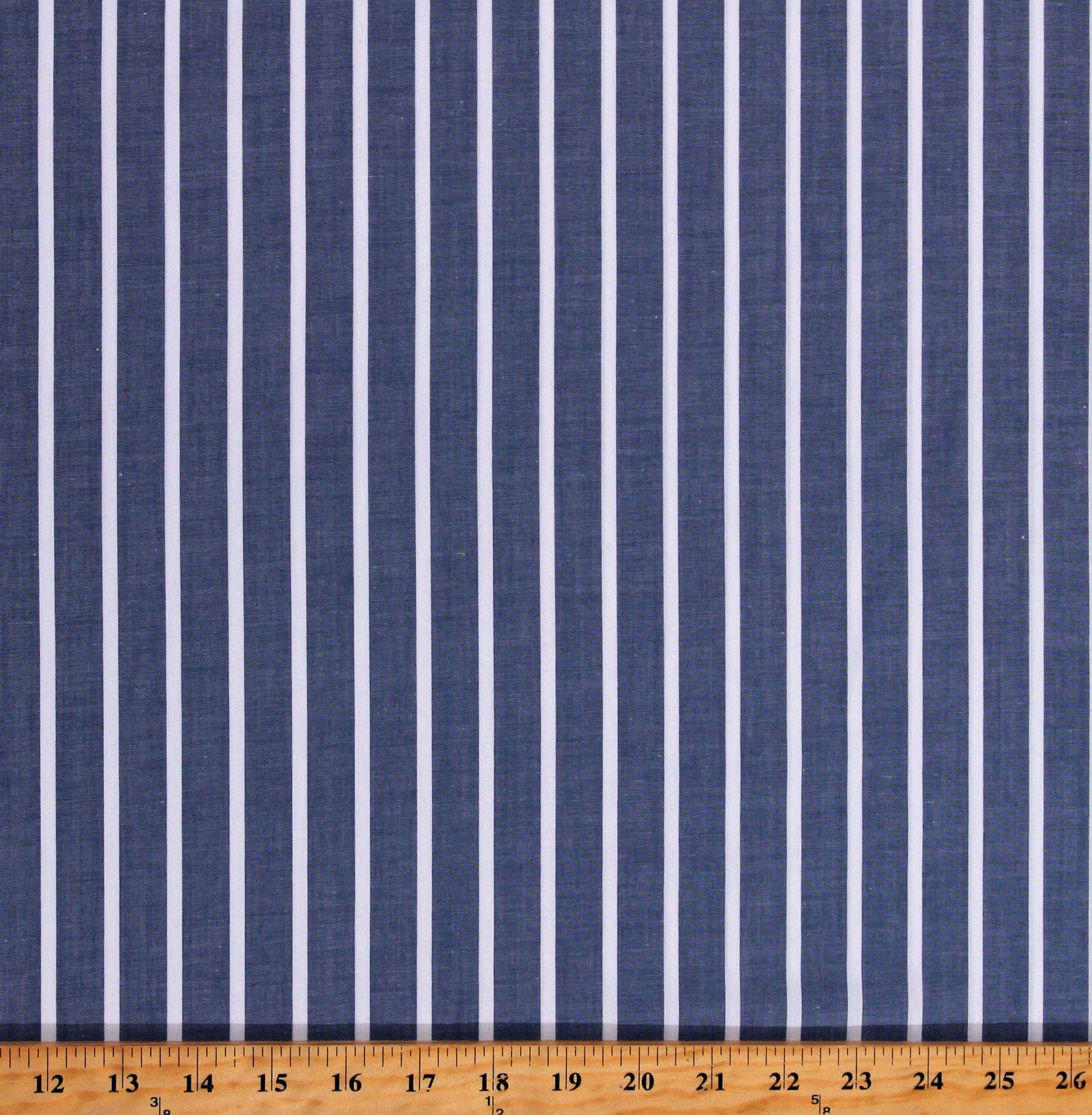 Chambray Shirting Denim Stripe 58" Wide Soft Lightweight Woven Polyester Cotton Blend Fabric By The Yard | 2875R-4F D163.31