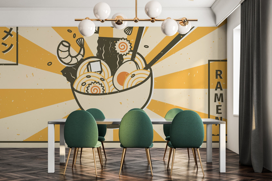 Vintage Ramen Removable Vinyl Mural/Peel & Stick Bowl Wallpaper Photo