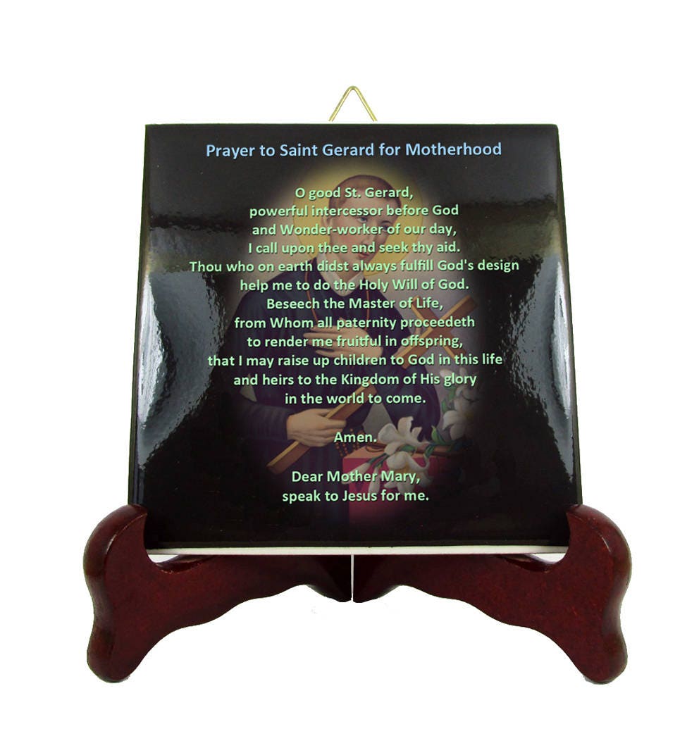 Catholic Prayer To Saint Gerard For Motherhood - Ceramic Tile Made in Italy Prayer St Religious Gift Her