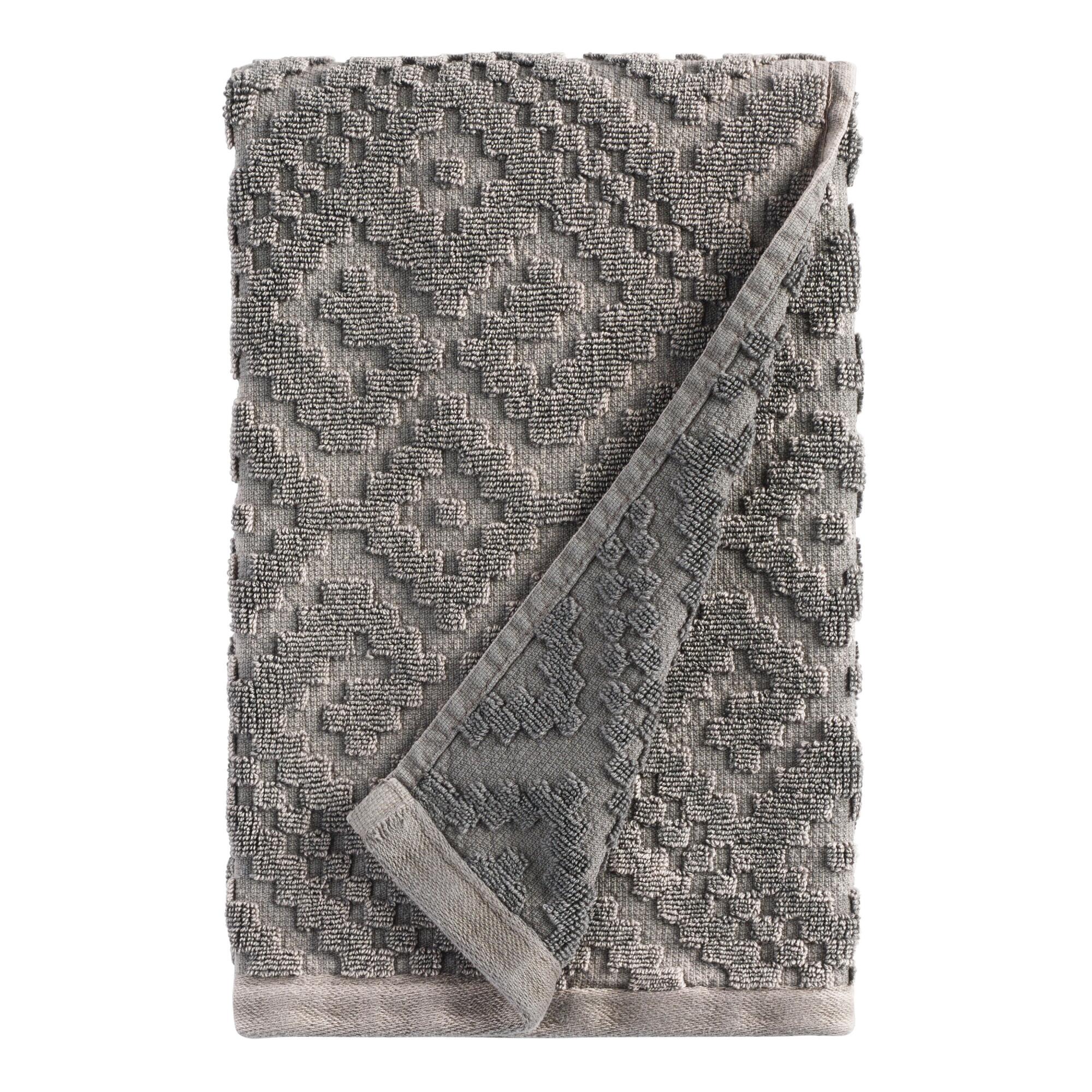 Charcoal Gray Geo Nova Hand Towel - Cotton by World Market