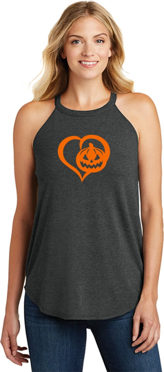 Pumpkin Heart Ladies Tri-Blend Rocker Tank Top