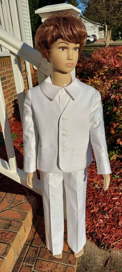 Classic Linen Blend White Eton Suit