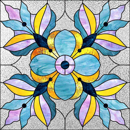 Faux Stained Glass Window Cling ~ Geometric Design Suncatcher Window Decoration Size 8" Or 10.8" Square Repositionable Vinyl