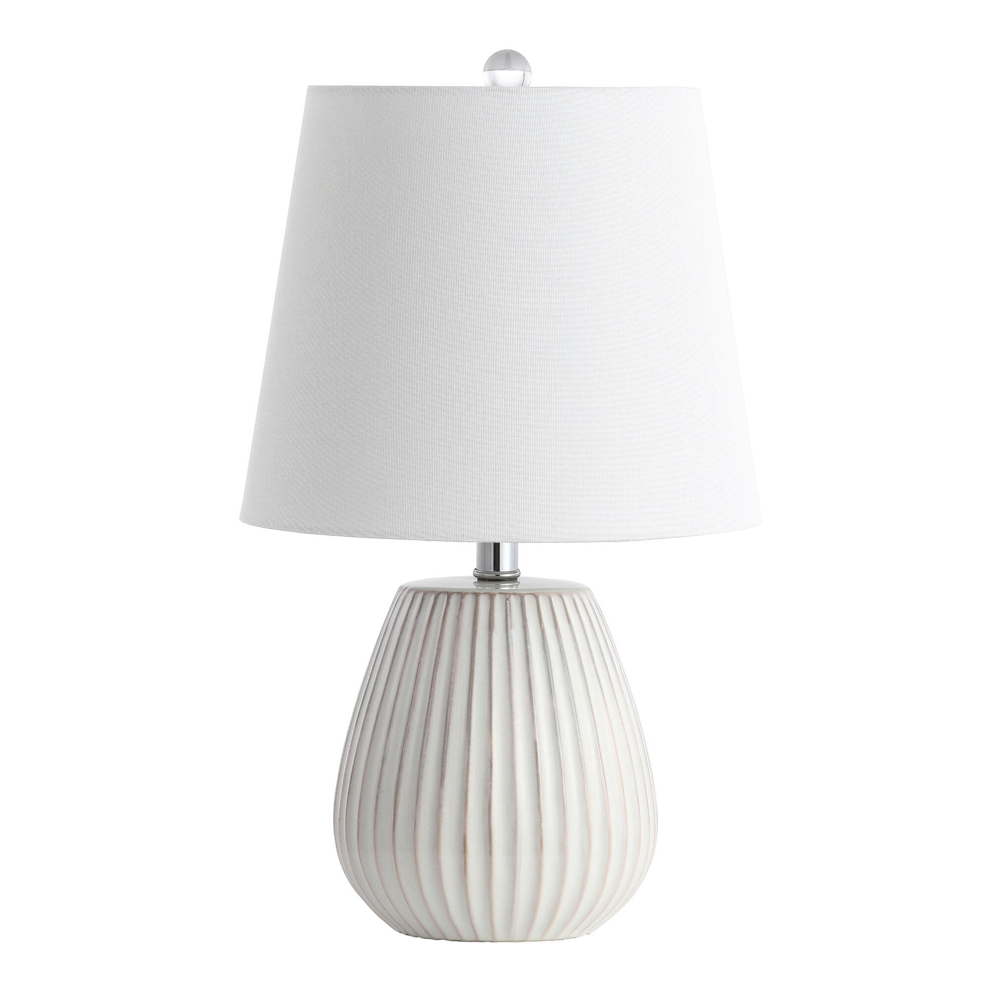 White Ceramic Ribbed Brock Table Lamps Set of 2 by World Market