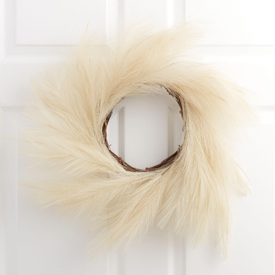 Faux Pampas Grass Wreath: Green - Fabric by World Market