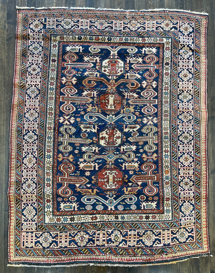 Antique Caucasian Perpedil Rug Circa 1900 3'8"x4'10"
