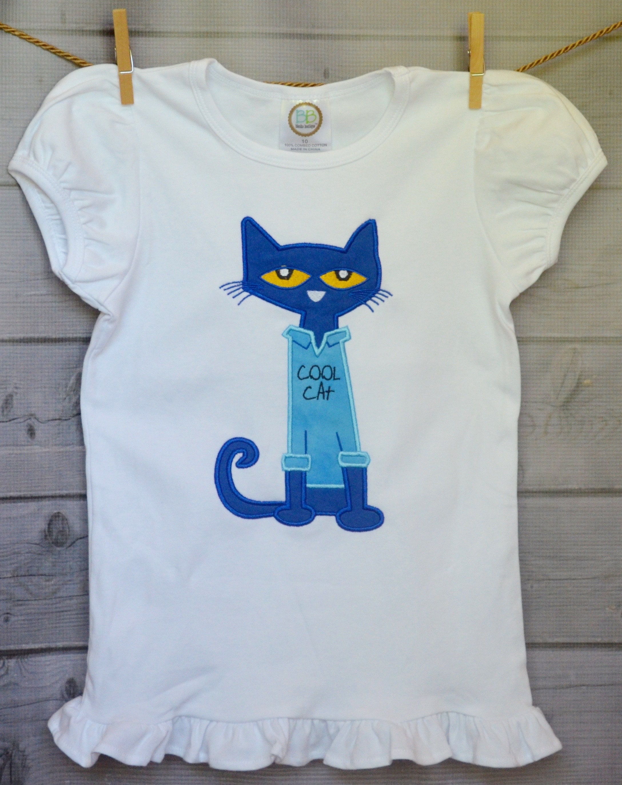 Boys Personalized Cool Cat Applique Shirt Or Bodysuit Boy