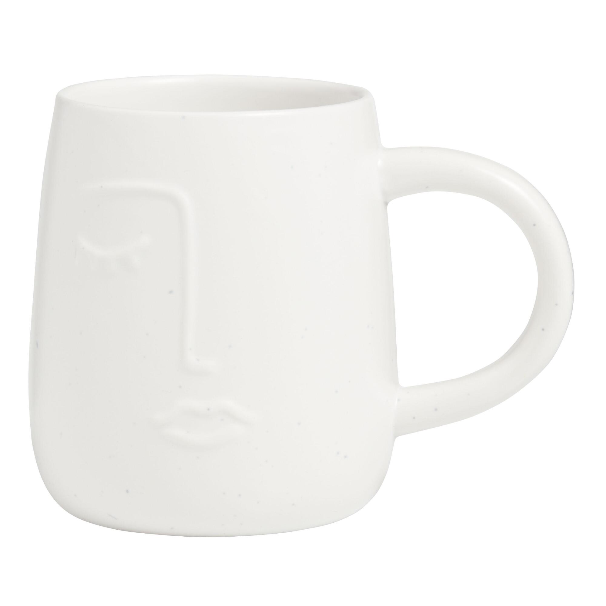 White Embossed Face Mug - Stoneware by World Market