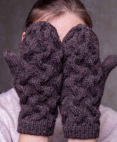 Knit Mittens For Women, Alpaca Wool Mittens, Knit Blend Ladies Cable Mittens