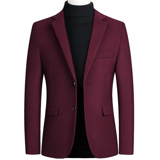 High Quality Men's Wool Suit Coat Wool Blends Casual Blazers Men Suit Top Male Solid Business Casual Mens Coats and Jackets - red, xxxl