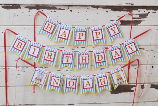 Circus Happy Birthday Wall Banner With Name, Under The Big Top Animals, Boy Or Girl Party Decor Decorations